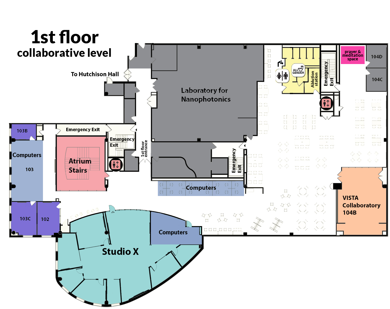Map of Carlson Library first floor