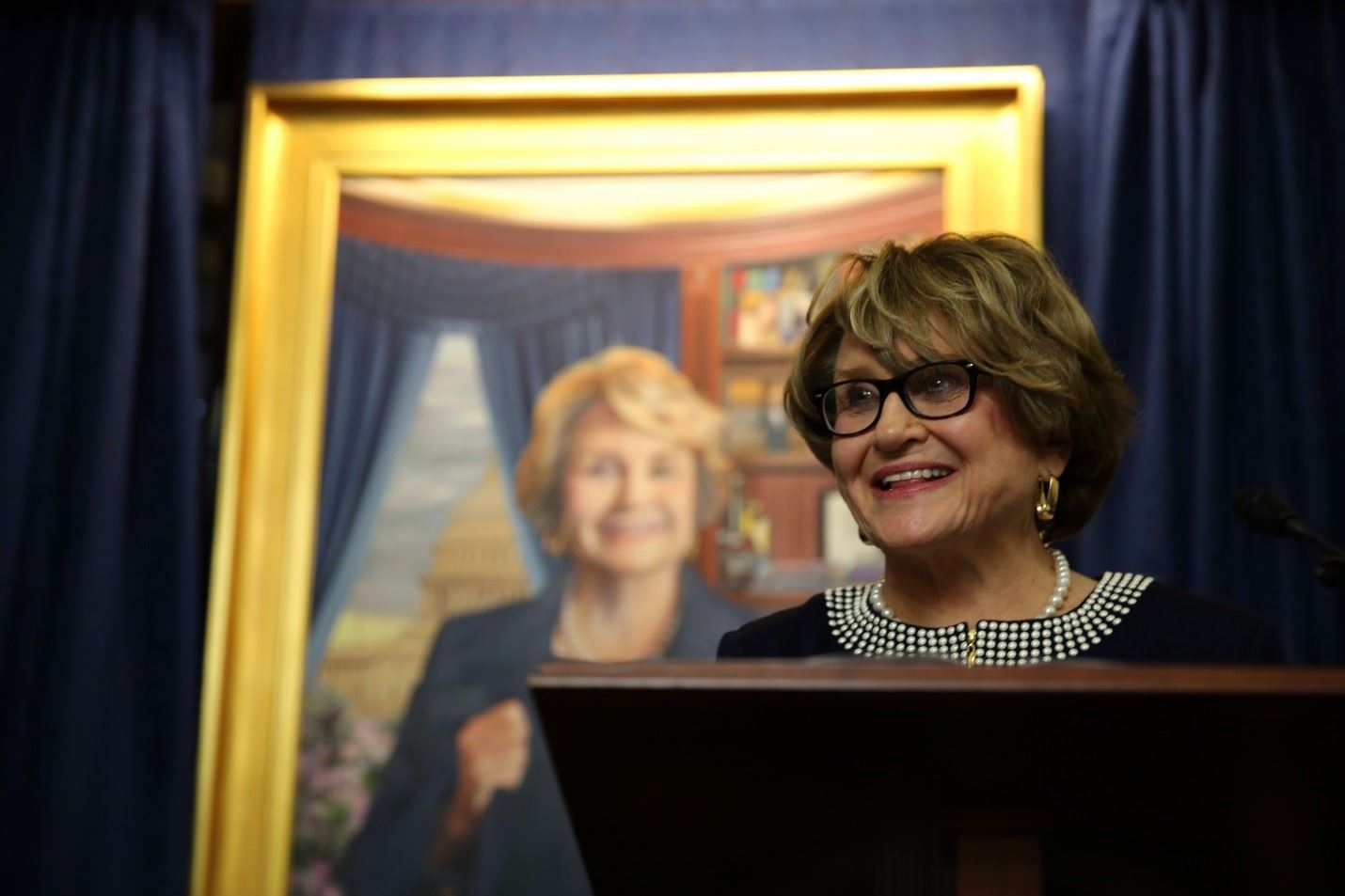 Louise Slaughter at the podium