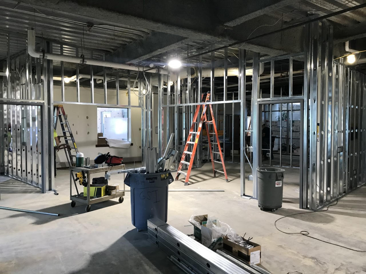 Dry wall progress in the Learning Hub