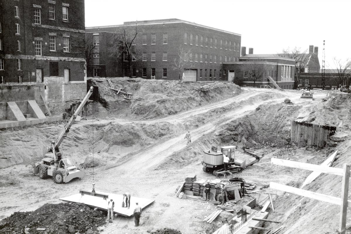 Construction site for Rush Rhees Library addition