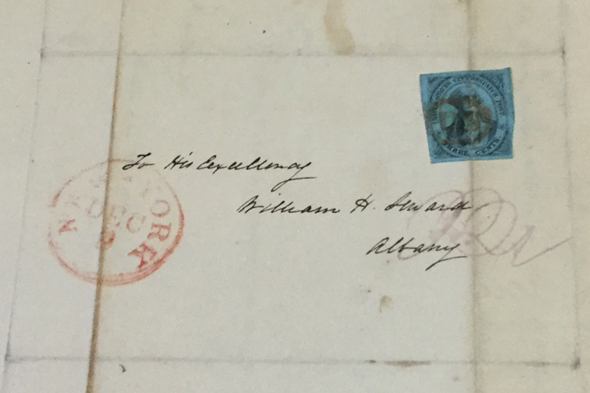Envelope and stamp Helen Webb to William Henry Seward December 7 1842