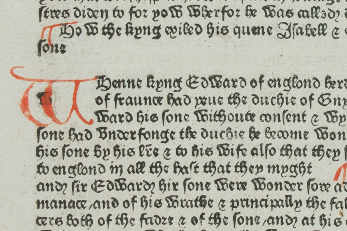 detail of Caxton leaf rubrication