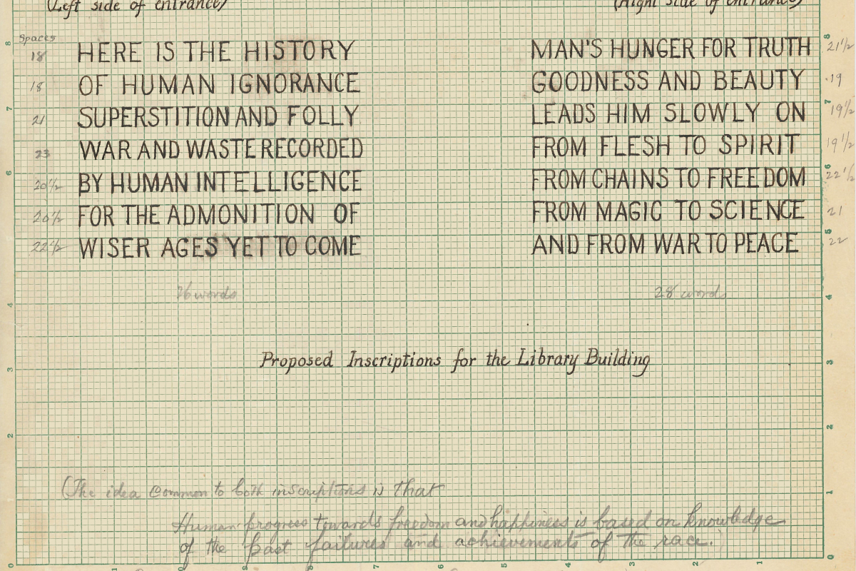Early draft of inscriptions