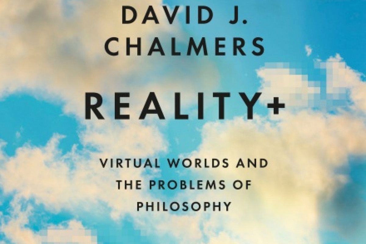 Book cover for Reality+ which features a blue sky partially covered with clouds, some of which are pixelated