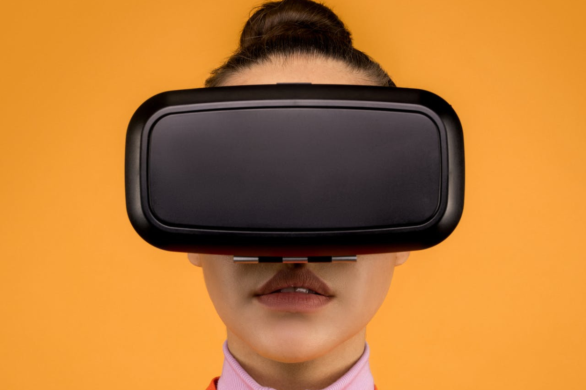 person in a vr headset. 