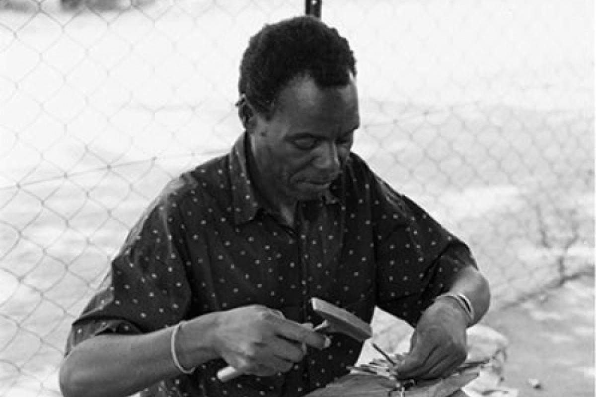 Photo of renowned Zimbabwean mbira player, oral historian, and ritual specialist Sekuru Tute Chigamba