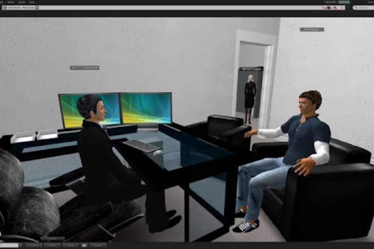 two avatars in a VR therapy session.