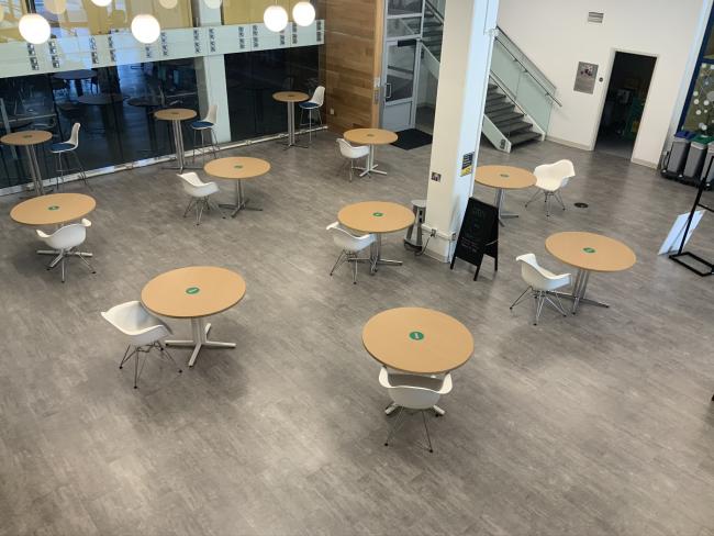 Overhead view of iZone's piazza