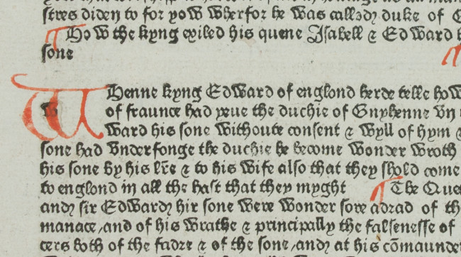 detail of Caxton leaf rubrication
