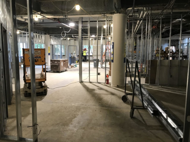 Studio X under construction. Shows scaffolding, etc.