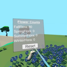 Shows user interface with equally distributed flower counts. 