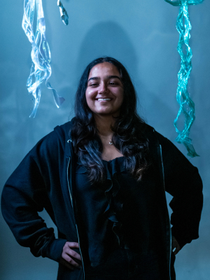 Gayatri smiling for camera