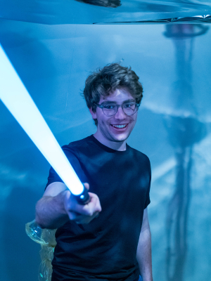 Caleb with light up Saber