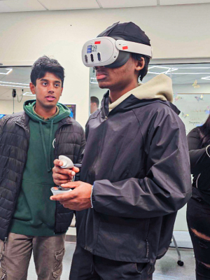 Student in VR headset