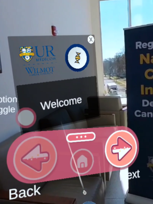 screenshot from the virtual tour displaying interactive menus